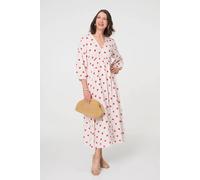 Izabel London Women's Striped Empire 3/4 Sleeve Maxi Dress in Pink | Size: Medium Izabel London Pink M