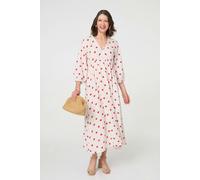 Izabel London Striped Empire 3/4 Sleeve Maxi Dress - M - Pink