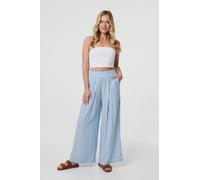 Izabel London Striped High Waist Wide Leg Trousers - Blue - 12