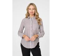Izabel London Striped Long Sleeve Shirt - 12 - Brown