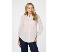Izabel London Striped Long Sleeve Shirt - 8 - Beige