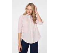 Izabel London Striped Long Sleeve Shirt - 8 - Beige