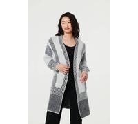 Izabel London Striped Longline Relaxed Cardigan In White White