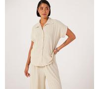 Izabel London Striped Short Sleeve Shirt IVORY SIZE 10