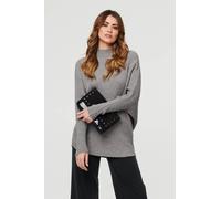 Izabel London Women's Striped Texture Batwing Sleeve Jumper in Grey | Size: Medium/Large Izabel London Grey M/L