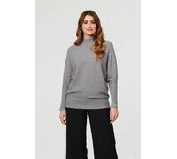 Izabel London Women's Striped Texture High Neck Relaxed Jumper in Grey | Size: S/M Izabel London Grey S/M