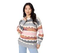 Izabel London Striped Texture Oversized Jumper for Women UK with Drop Shoulders and a Thigh Length Hem. White