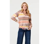 Izabel London Striped Texture Tassel Hem Crop Jumper Multi S/M