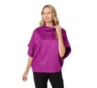 Izabel London Suedette Cowl Neck Batwing Sleeve Top for Women UK with a Hip Length Hem and a Relaxed fit. Purple