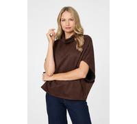 Izabel London Suedette Cowl Neck Batwing Sleeve Top - M - Brown