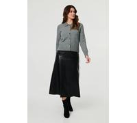 Izabel London Women's Textured Button Front Collared Cardigan in Grey | Size: 12 Izabel London Grey 12