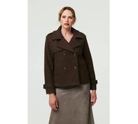 Izabel London Women's Textured Button Front Short Trench Coat in Brown | Size: 12 Izabel London Brown 12