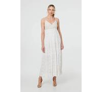 Textured Cami Strap Empire Maxi Dress Izabel London White 10
