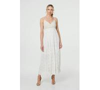 Textured Cami Strap Empire Maxi Dress Izabel London White 16