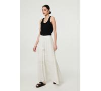 Izabel London Textured High Waist Tiered Maxi Skirt - White - 12