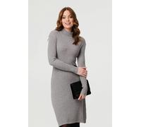 Izabel London Women's Textured Knit Bodycon Midi Dress in Grey | Size: Medium Izabel London Grey M