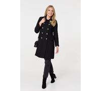Izabel London Textured Knit Button Front Trench Coat In Black Black 12