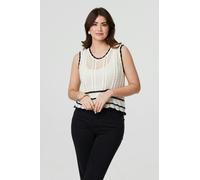 Izabel London Textured Knit Contrast Trim Cropped Vest - White - XL