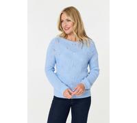 Izabel London Textured Knit Relaxed Long Sleeve Jumper for Women UK with a Round Neck and Drop Shoulders. Light Blue