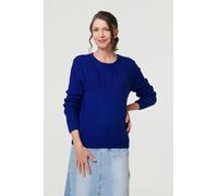 Izabel London Women's Textured Long Sleeve Jumper in Blue | Size: Medium/Large Izabel London Blue M/L