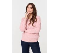 Izabel London Textured Long Sleeve Knit Jumper In Pink Pink 14