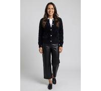 Izabel London Women's Textured Pearl Button Detail Cardigan Sweater in Black | Size: Medium/Large