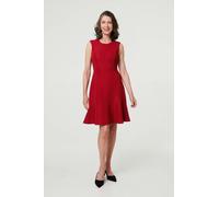 Izabel London Textured Sleeveless Short Skater Dress - 16 - Red