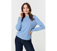Izabel London Textured Soft Knit Long Sleeve Jumper In Blue Blue 18