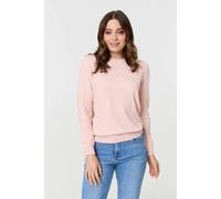 Izabel London Textured Soft Knit Long Sleeve Jumper In Pink Pink 18