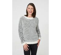 Izabel London Women's Textured Soft Knit Striped Jumper in White | Size: S/M Izabel London White S/M