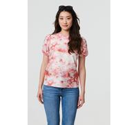 Izabel London Tie Dye Cut Out Texture Short Sleeve Top In Orange Orange 8