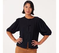 Izabel London Tie Front Blouse BLACK PLAIN SIZE 10