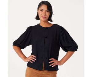 Izabel London Tie Front Blouse BLACK PLAIN SIZE 10