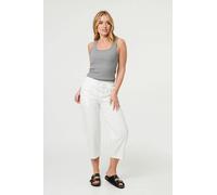 Izabel London Tie High Waist Cropped Wide Trousers - 10 - White