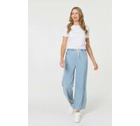 Izabel London Tie Waist Wide Leg Relaxed Trousers - 12 - Blue