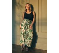 Izabel London Tropical Floral Wide Leg Trousers - Green - 8
