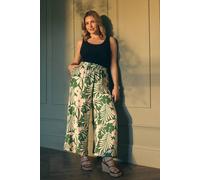 Izabel London Tropical Floral Wide Leg Trousers - Green - 16