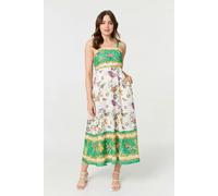 Tropical Print Cami Strap Midi Dress Izabel London Green 10