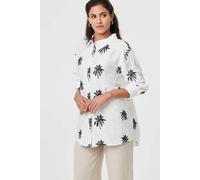 Tropical Print Relaxed Long Sleeve Shirt Izabel London White 14