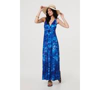 Tropical Print Strap Empire Maxi Dress Izabel London Blue 12