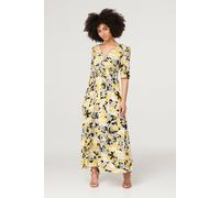 Izabel London Tropical Print V-Neck Maxi Dress In Blue Blue 12