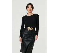 Izabel London Twist Detail Stretch Wide Belt - Black - One