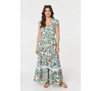 Izabel London Vintage Boho Print Cap Sleeve Maxi Dress In White White 10
