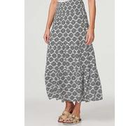 Izabel London White & Black Geo Print High Waist Maxi Skirt Black/white
