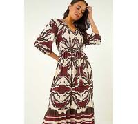 Izabel London White Broderie Anglaise Three-Quarter Sleeve Midi Dress White