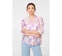 Izabel London Abstract Curve Hem 3/4 Sleeve Blouse - 16 - Pink