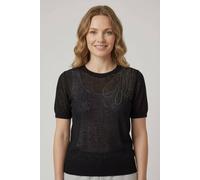 Izabel London Women's Abstract Diamante Cap Sleeve Knit Top in Black | Size: 8