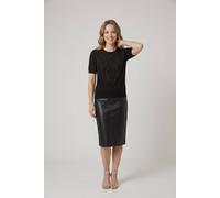 Izabel London Women's Abstract Diamante Knit Short Sleeve Top in Black | Size: 14 Izabel London Black 14
