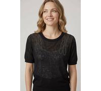 Izabel London Women's Abstract Diamante Short Sleeve Knit Top in Black | Size: 12