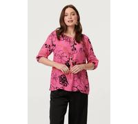 Izabel London Abstract Floral Ruched Bardot Top Blouse - 12 - Fuschia